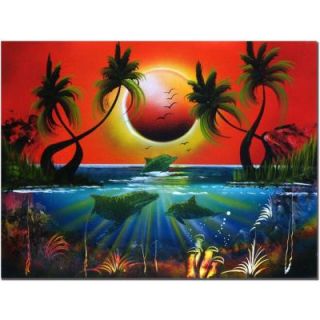 Trademark Fine Art 18 in. x 24 in. Dolphins at Sunset Canvas Art NA002 C1824GG