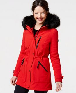 Calvin Klein Faux Fur Trim Hooded Anorak   Coats   Women
