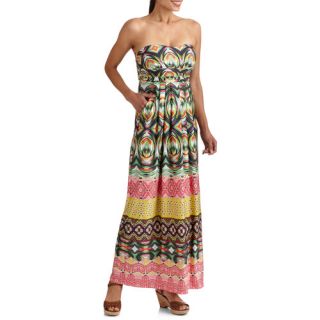 Women's Tribal Printed Strapless Maxi Dress