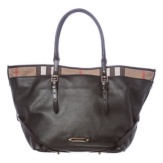 Burberry Salisbury Medium Brown Leather and House Check Tote