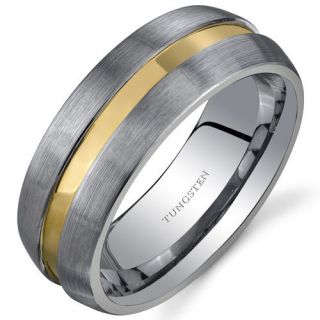 Oravo Rounded Edge 8 mm Comfort Fit Mens Rose Gold Tone Tungsten Wedding Band Ring