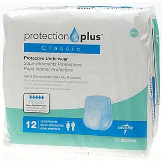 Medline Protection Plus Classic Protective Underwear, 2XL (68  80), 12/Bag