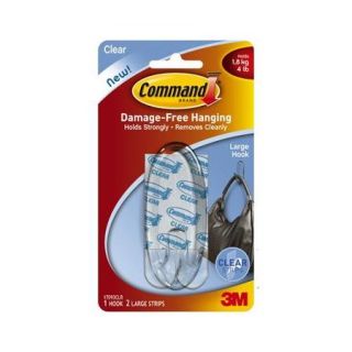 Command Large Clear Hook with Clear Strips, 1 Hook, 2 Strips, 17093CLR