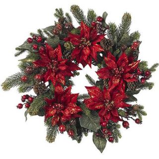 Poinsettia and Berry Wreath