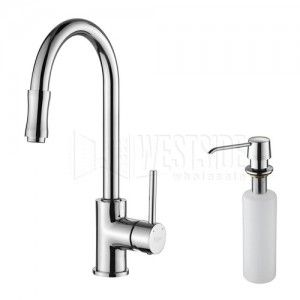 Kraus KPF 1622 KSD 30CH 15" Pull Out Sprayer Kitchen Faucet and Soap Dispenser   Chrome