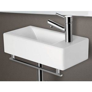 Alfi Brand AB108 Small White Modern Rectangular Wall Mounted Ceramic Bathroom Sink Basin