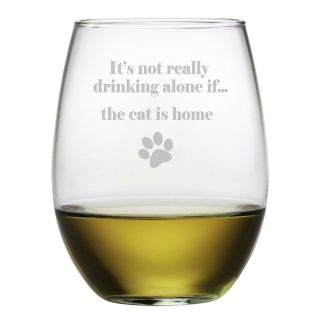 The Cat Is Home Stemless 21 ounce Wine Glasses (Set of 4)
