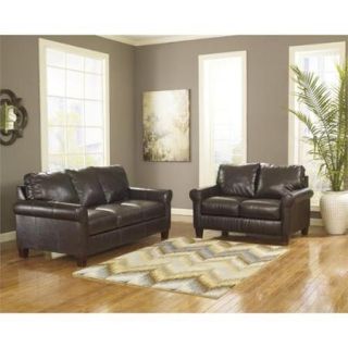 Ashley Furniture Nastas DuraBlend 2 Piece Leather Sofa Set in Bark