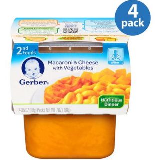 Gerber 2nd Foods Macaroni & Cheese with Vegetables Baby Food, 3.5 oz (Pack of 4)