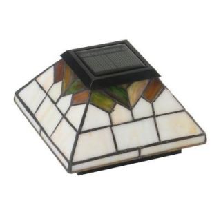 Classy Caps 5 in. x 5 in./4 in. x 4 in./3.5 in. x 3.5 in. Stained Glass Outdoor Wellington Solar Post Cap (2 Pack) WG322