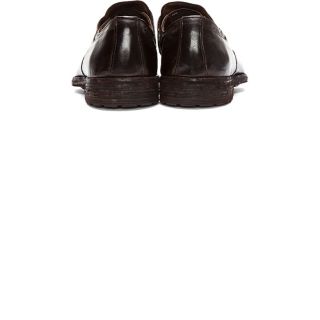 Officine Creative Dark Brown Layered Collar Laceless Leather Oxfords