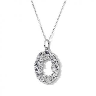 Absolute™ 1.29ct Open Oval Pavé Cluster Pendant with 18" Cable Lin   7874809