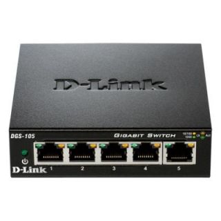 D Link 5 Port Gigabit Desktop Switch   Green DGS 105