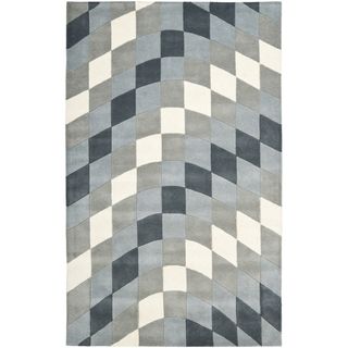 Handmade New Zealand Wool Matrix Grey Rug (5 x 8)
