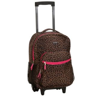 Rockland Leopard Designer Print 17 inch Rolling Carry on Backpack