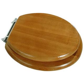 Exquisite Round Wood Seat With Chrome Hinges, Oak