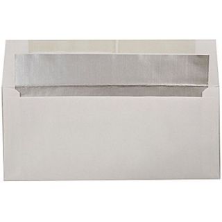 JAM Paper #10 (4.13 x 9.5) Foil Lined Envelope, White Silver, 50/Pack
