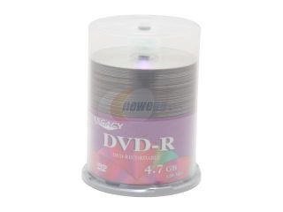 LEGACY 4.7GB 4X DVD R 100 Packs Spindle Disc Model DVD R1 4X100CB
