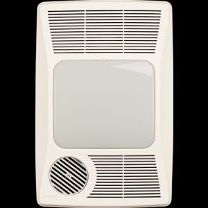 Broan 100HFL Bathroom Fan, 100 CFM for 4" Ducts w/27W Fluorescent Light & Heater   White