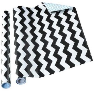 Contact Paper Self Adhesive Shelf Liner, 18 inches by 6 feet, Black Chevron, 2 Pack