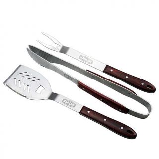 Man Law 3 piece Wooden Handled Barbecue Tool Set   7562788