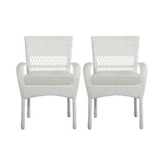 Martha Stewart Living Charlottetown White Patio Dining Chair with Custom Cushion (2 Pack) 55 55611WA