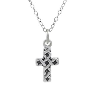 Journee Collection Sterling Silver Childrens Woven Cross Necklace