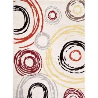 World Rug Gallery Contemporary Abstract Circle Design Cream 5 ft. 3 in. x 7 ft. 3 in. Indoor Area Rug 305 Cream 5'3"X7'3"