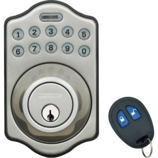 LockState Electronic Keyless Deadbolt Lock with Remote Satin Chrome LS DB500R SN