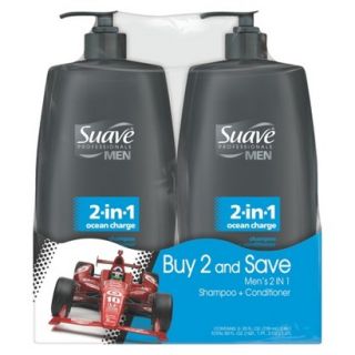 Suave Men 2 in 1 Ocean Charge Shampoo & Conditioner 25 oz, Twin Pack