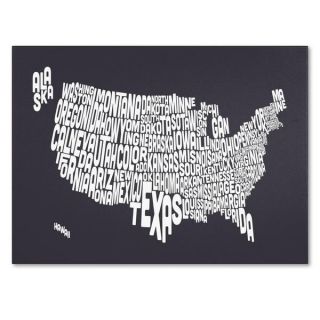 Michael Tompsett USA States Text Map in Charcoal Canvas Art