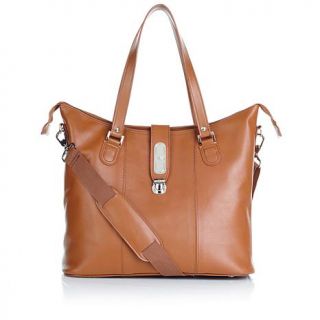 Joy Mangano Genuine Luxe Leather Zippered Everything Tote   7524634