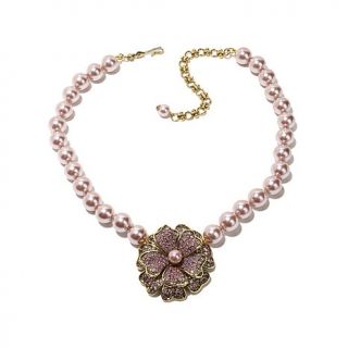 Heidi Daus Dogwood Flower Crystal Accented Drop Necklace   7419064