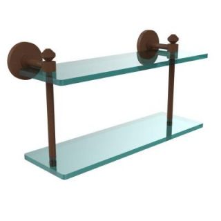 Allied Brass Southbeach Collection 16 in. W x 16 in. L 2 Tiered Glass Shelf in Antique Bronze SB 2/16 ABZ