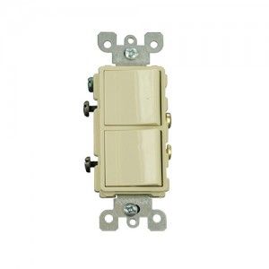 Leviton 5634 I Light Switch, Decora Combination Switch, Double Rocker, Single Pole   Ivory