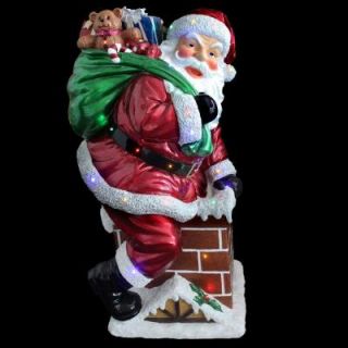 National Tree Company 46 in. 30 Multi Color LED Santa on Chimney with Metallic Painting Finish BGSC 46LM
