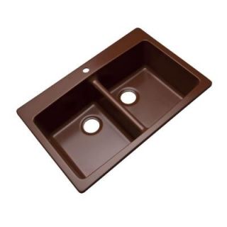 Mont Blanc Waterbrook Dual Mount Composite Granite 33 in. 1 Hole Double Bowl Kitchen Sink in Cocoa 79119Q