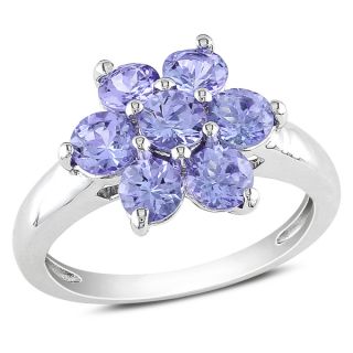 Miadora Sterling Silver Round Tanzanite Flower Ring   14645674