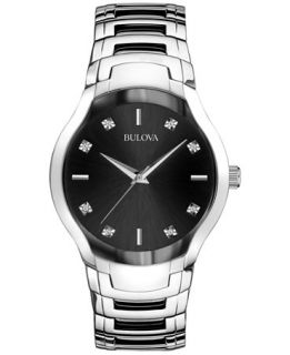 Bulova Mens Diamond Accent Stainless Steel Bracelet Watch 39mm 96D117