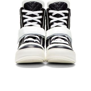 Balmain Navy Quilted Leather High Top Sneakers