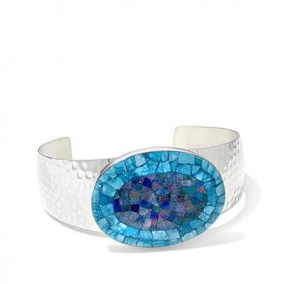 Jay King Micro Opal and Turquoise Mosaic Sterling Silver Cuff Bracelet   7636254