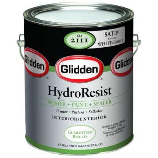 Glidden HydroResist 1 gal. Satin Base 3 Interior and Exterior Latex Paint GLI2113 01