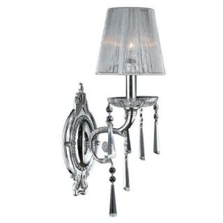 Worldwide Lighting Orleans collection 1 Light Chrome Sconce with Crystal and White Shade W23131C6
