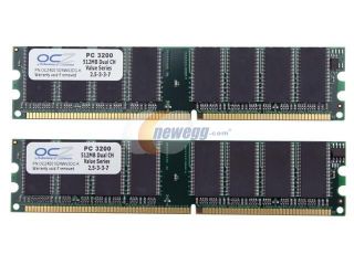 OCZ Value Series 1GB (2 x 512MB) 184 Pin DDR SDRAM DDR 400 (PC 3200) Dual Channel Kit System Memory Model OCZ4001024WV3DC K