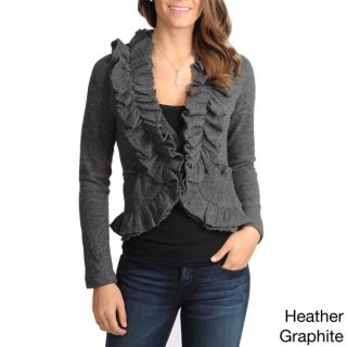 Grace Elements Womens Ruffle trim Wool Sweater Jacket   15007133