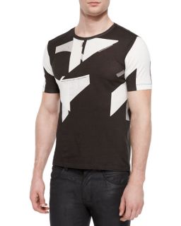 Helmut Lang Abstract Graphic Tee, White/Black