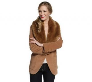 Luxe Rachel Zoe Blazer with Removable Faux Fur Collar and Buttons —