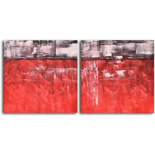 My Art Outlet 'Seeing Red and Black' 2 Piece Original Painting on Wrapped Canvas Set