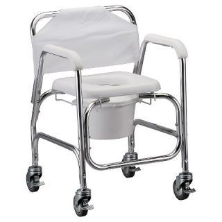 Nova Shower Chair Commode with Wheels   White