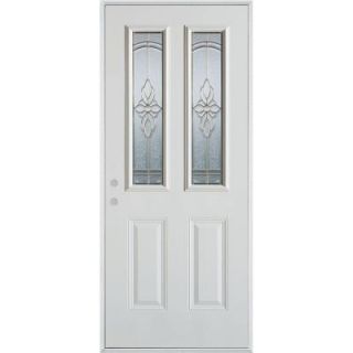 Stanley Doors 32 in. x 80 in. Traditional Patina 2 Lite 2 Panel Prefinished White Right Hand Inswing Steel Prehung Front Door 1300SSL2 S 32 R P